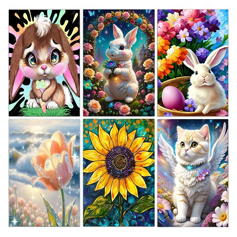 DIY 5D Diamantmalerei-Set, mit niedlichen Cartoon-Tiermotiven, geeignet für Erwachsene und Anfänger.