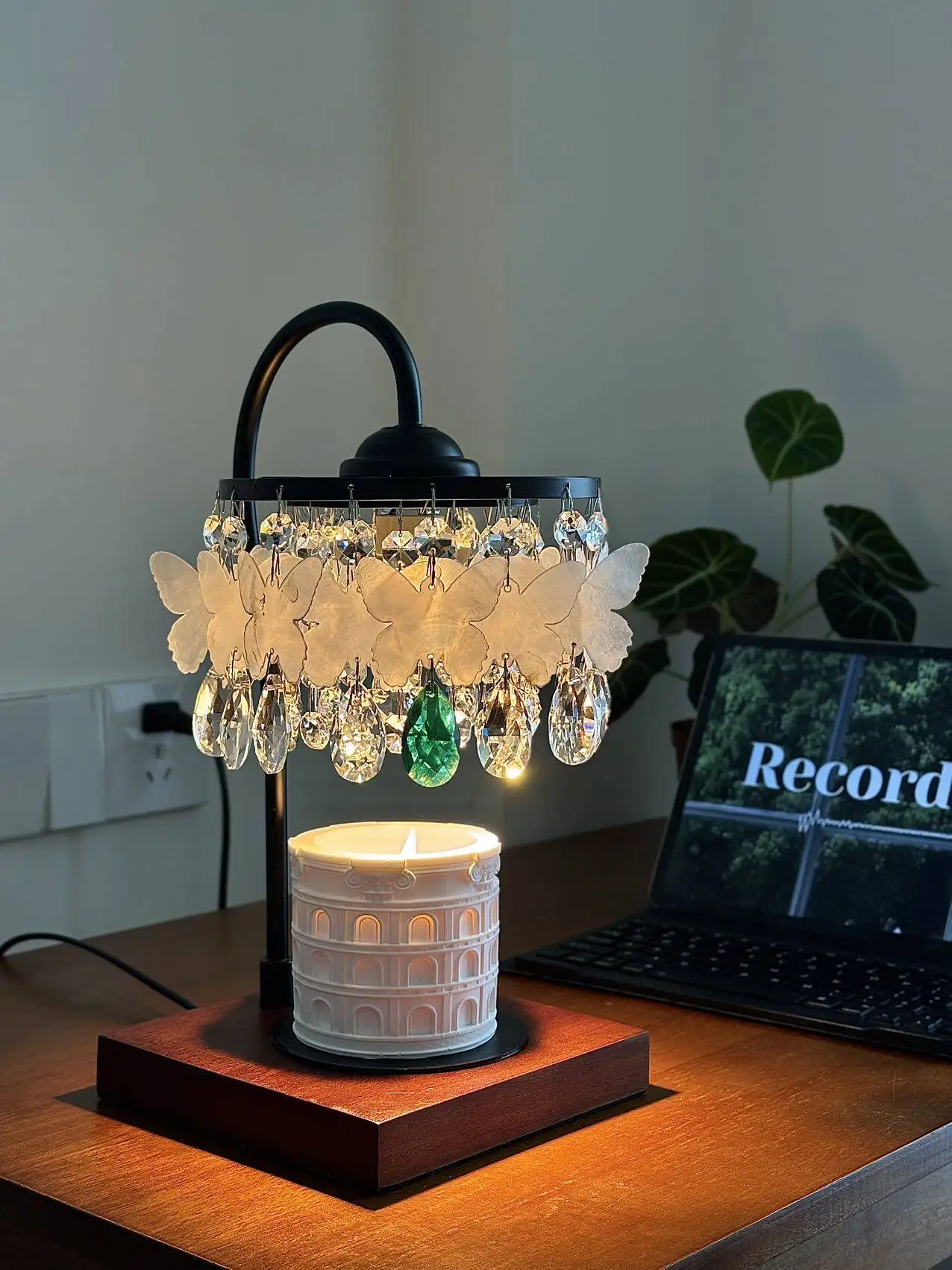 Medieval shell butterfly wax melting lamp crystal table lamp dimmable aromatherapy lamp birthday gift