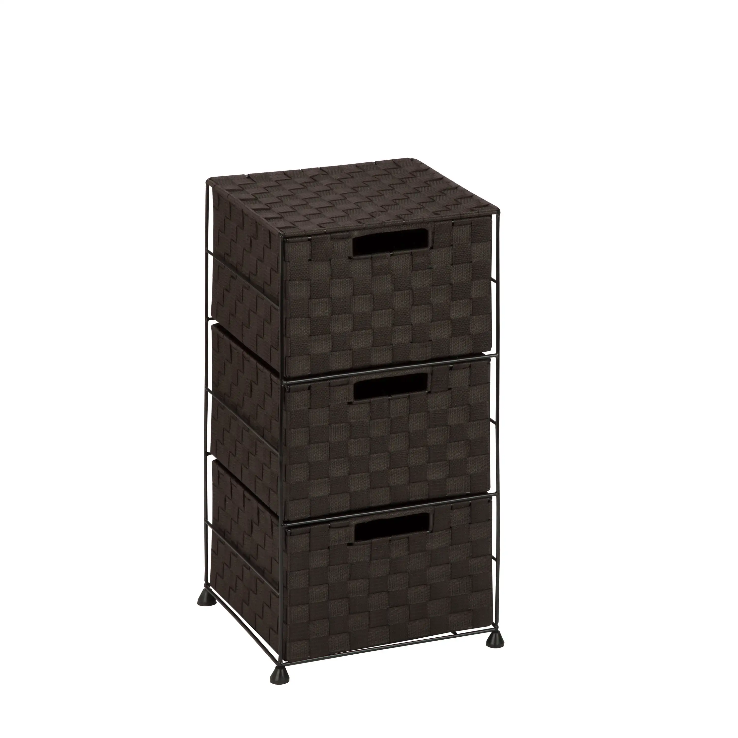 

Steel and Woven Fabric 3-Drawer Storage Chest, Espresso
