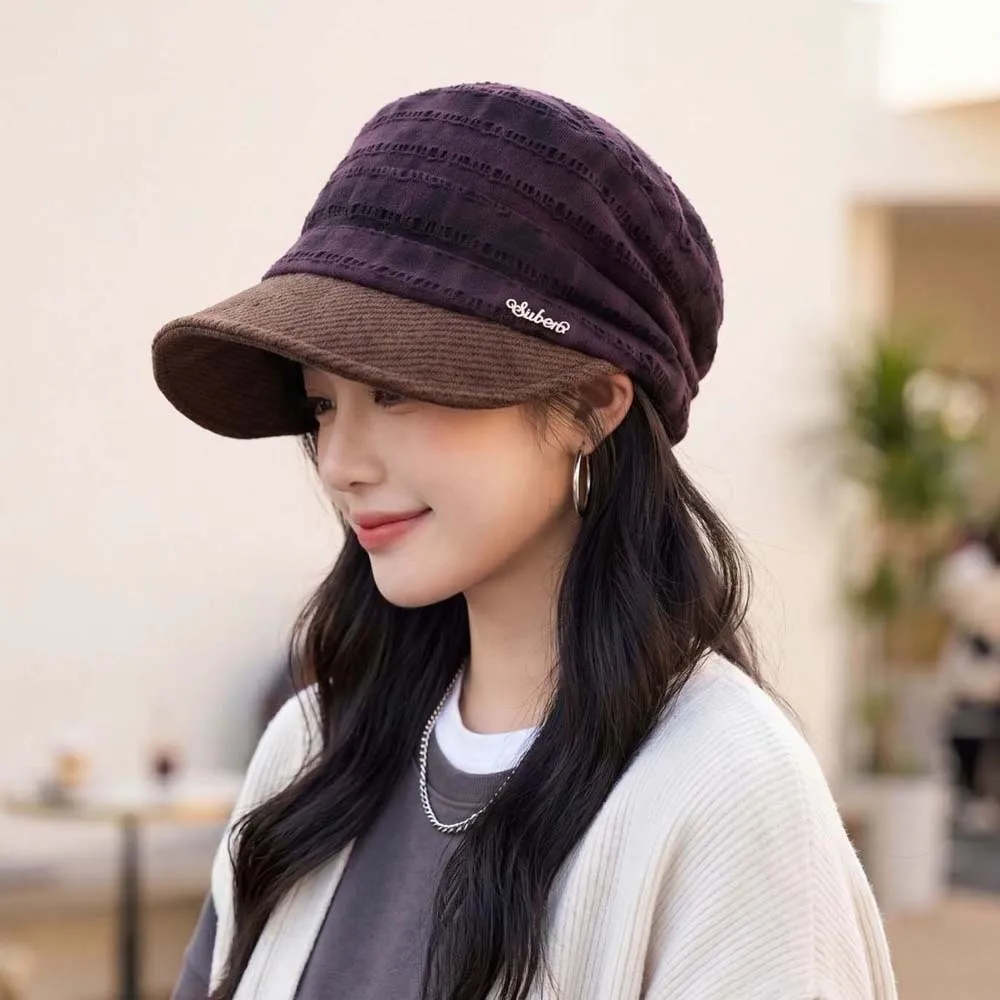 Baker Boy Hat Warm Plaid Newsboy Cap Soft All Match Checked Slouchy Hat Comfortable Vintage Visor Beret Cap Girls