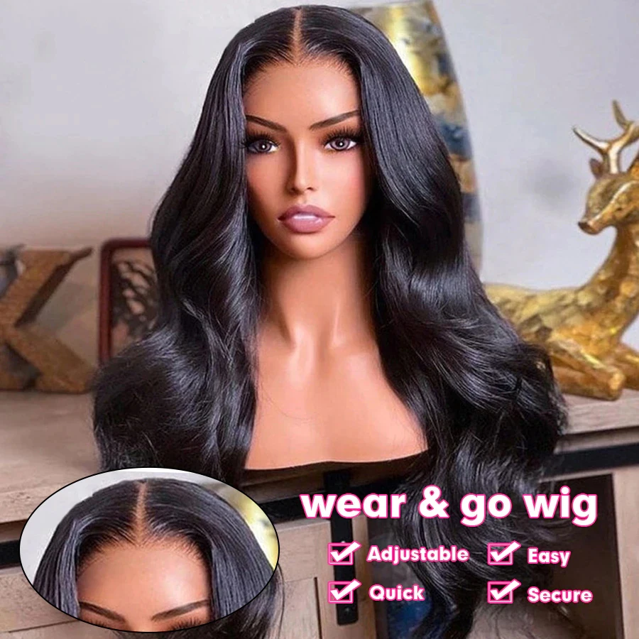 

Wear Go Glueless Wig Body Wave Lace Front Human Hair Wigs Loose Wave 7x5 Transparent Lace Closure Wig 250% Full Hair Lace Wigs