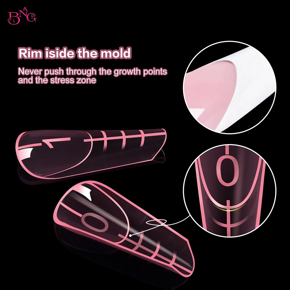 BNG 120Pcs French Nail Dual Form for Poly Extension Gel Nail Molds with Large Number Markings for French Manicure Short Nail Bed