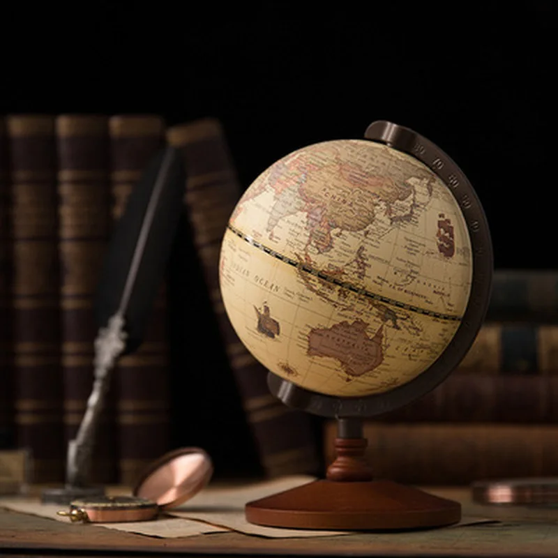 2023 New 22cm Vintage Wooden Globe Home Decoration School Education Supplies for student