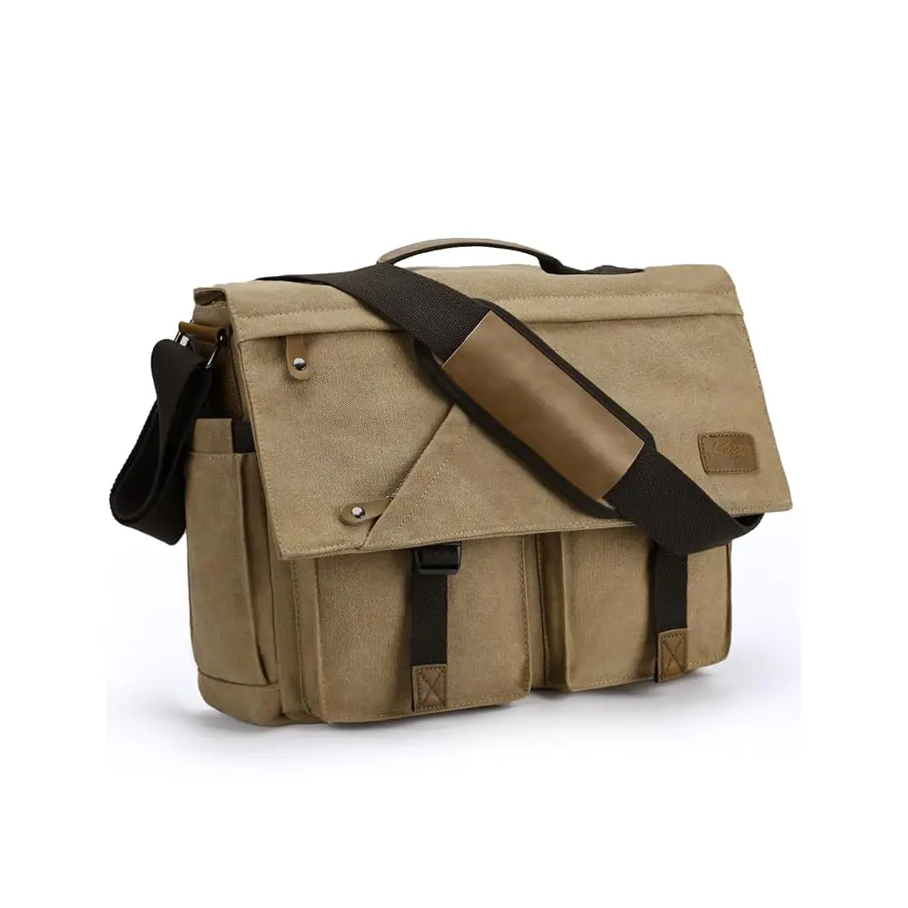 

Messenger Bag for Men, 14\ 15.6\ 17\ Water Resistant Canvas Laptop Satchel Bag for School College Work