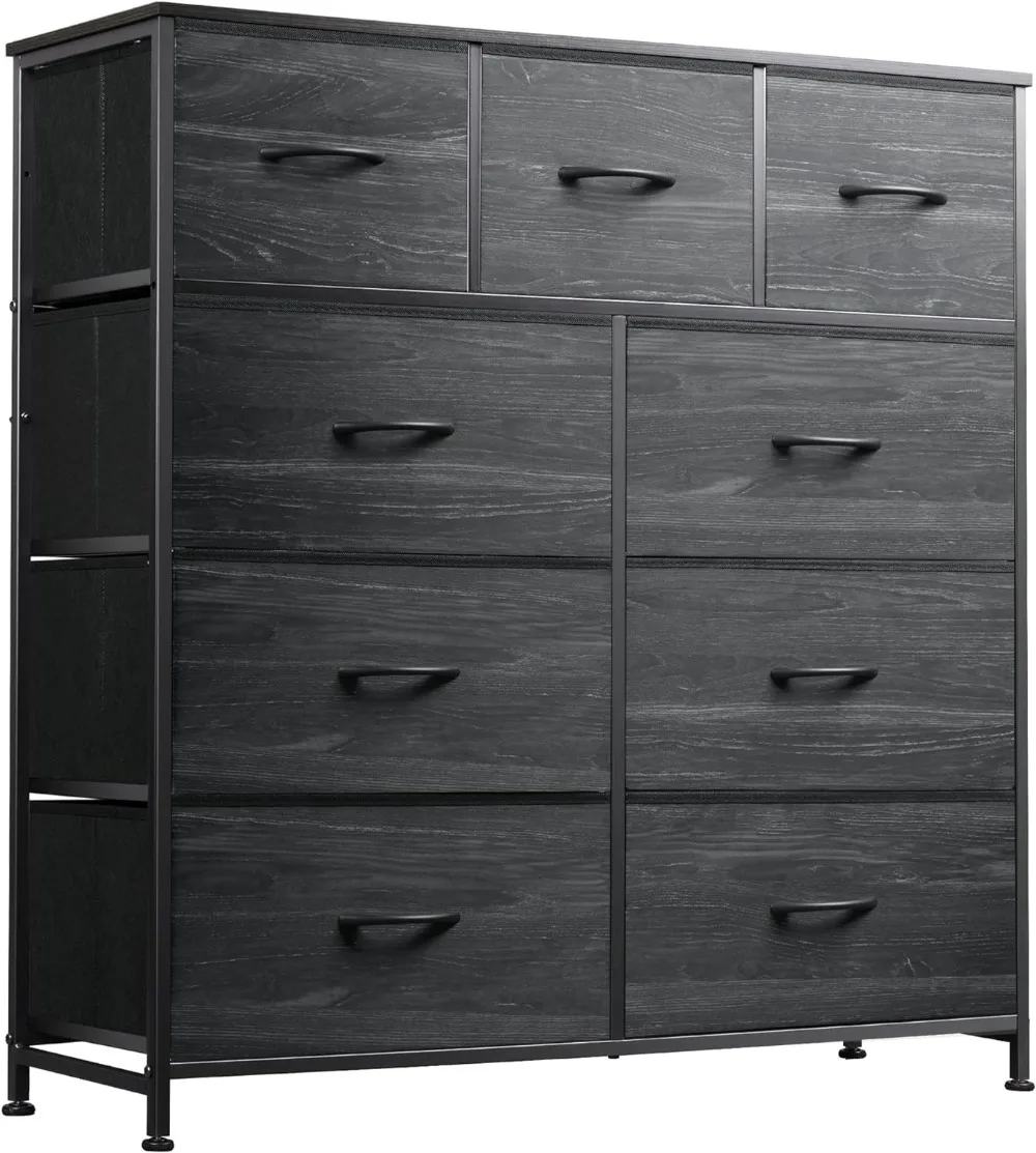 

WLIVE 9-Drawer Dresser,Fabric Storage Tower for Bedroom, Hallway, Closet, Tall Chest Organizer Unit with Fabric Bins,Steel Frame