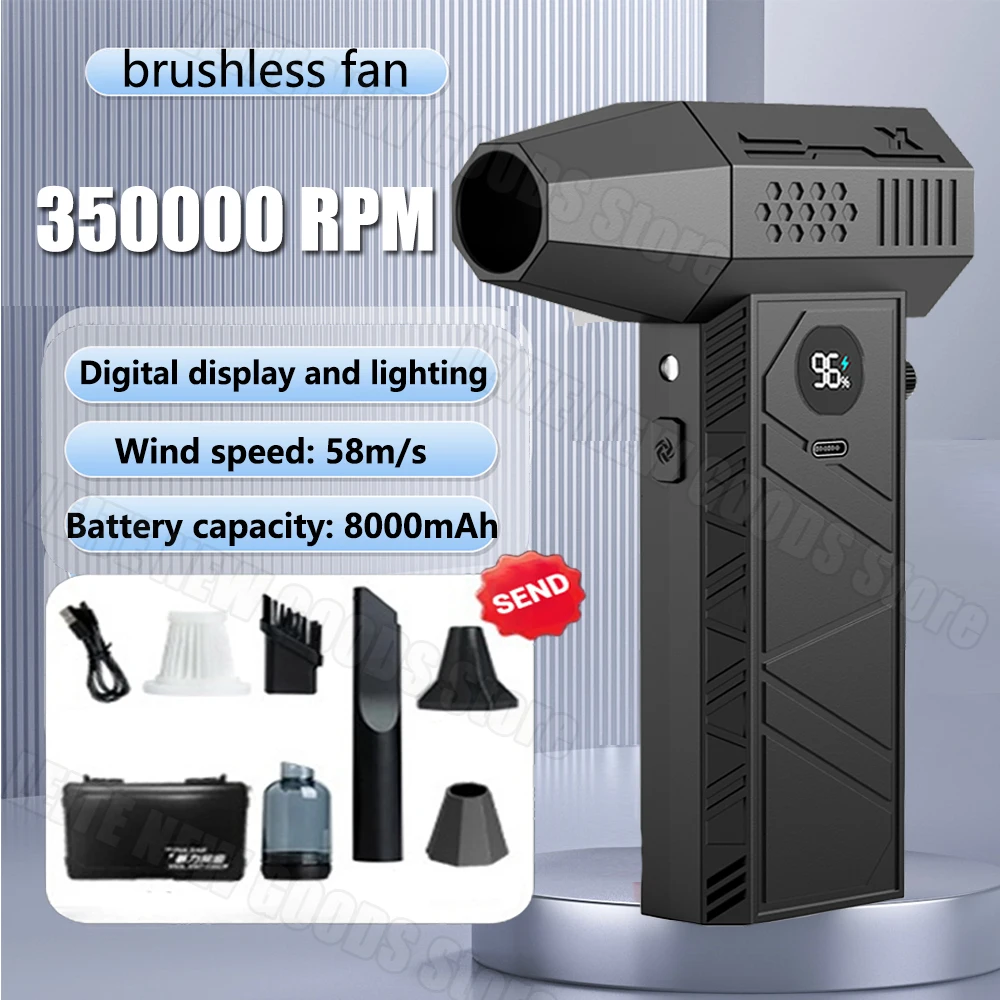 

Air Blower 350000RPM Turbo Jet Fan Brushless Motor Handheld Duct Fan 58M/S Portable Type-C Charge Infinite Outdoor Violent Fan