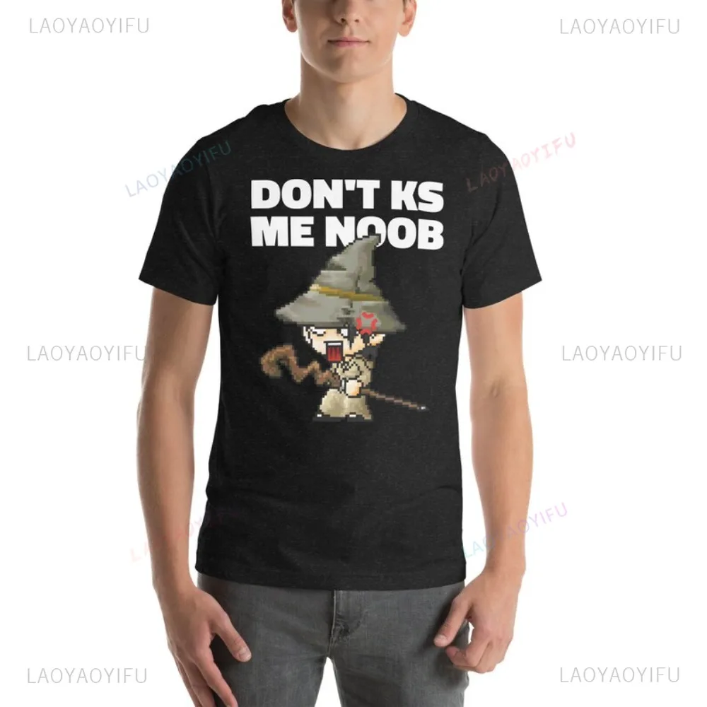 Funny MMORPG Nostalgia Game MapleStory Bishop T-Shirt Don't KS Me Noob Tshirt Casual Fashion Loose Harajuku Women Man T Shirt