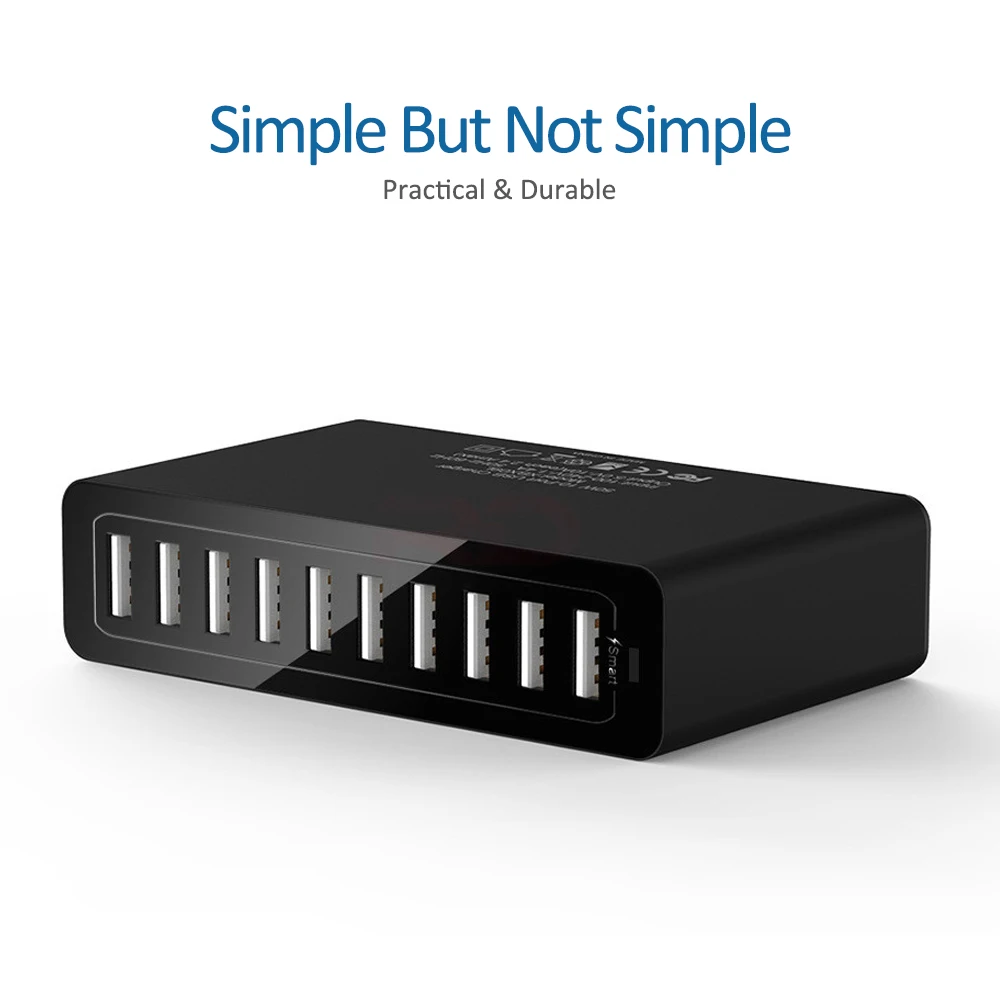 60W 10 Ports 40W 5 USB Ports Quick Charge Charger Station Dock with Cable for iPhone iPad Samsung PC Kindle Multi USB Charger