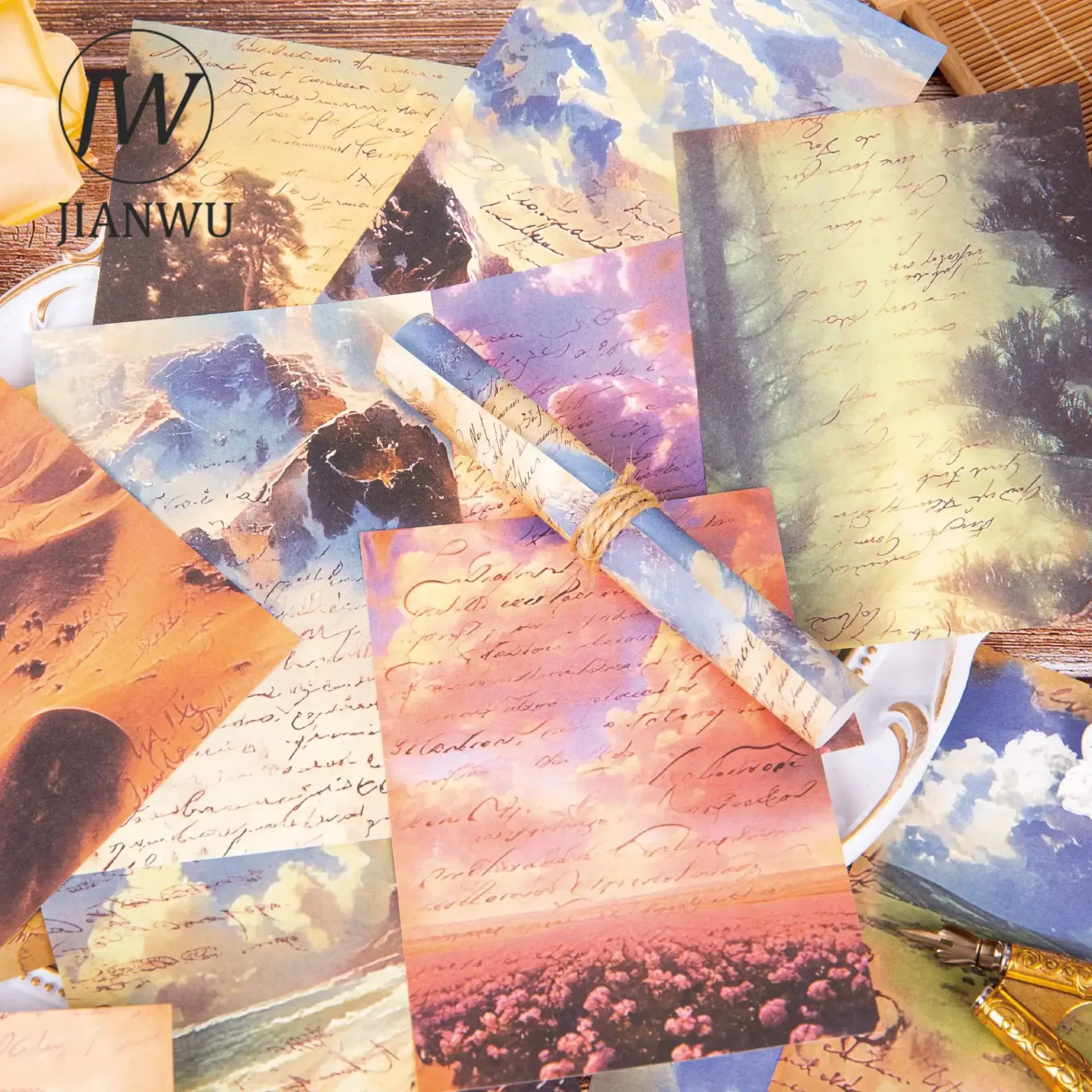 JIANWU Nature Scenery Series Vintage English Text Collage Decor Material Paper Creative DIY Journal Scrapbooking Stationery