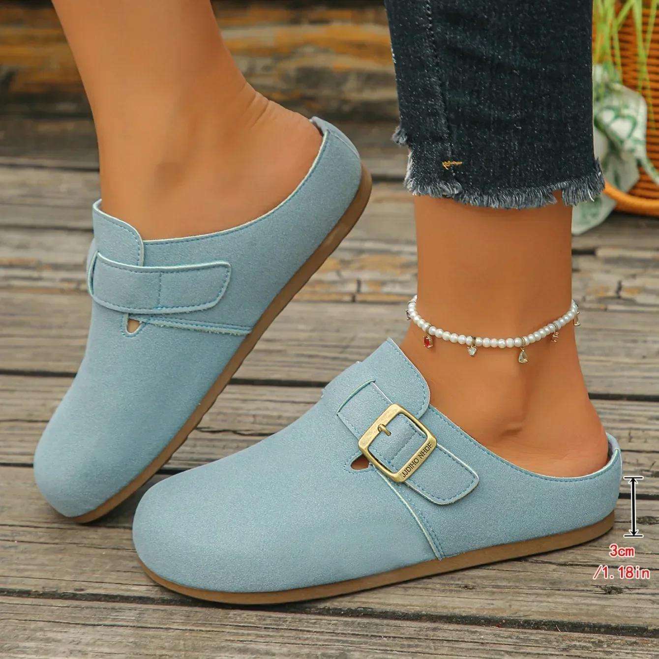 Modische Damen Wildleder-Mules Hausschuhe 2026 Damen Clogs mit Korksohle Sandalen mit Fußgewölbestütze Outdoor-Strand-Slides Hausschuhe für Damen – Detail 7