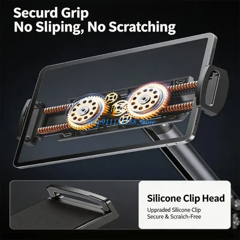 G88D Heavy Duty Metal Arm Tablets Mount Clamp For 4.7-13Inch Screens Rotatable Base