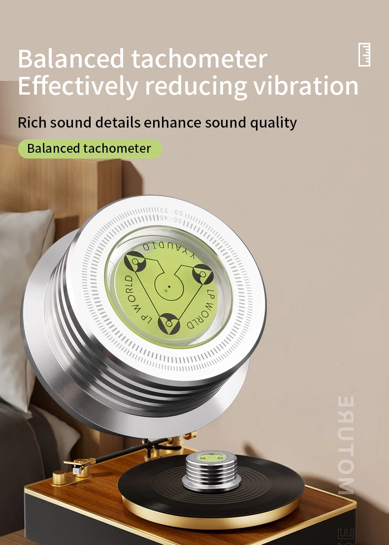 YYAUDIO Universeller 50Hz LP Vinyl-Plattenspieler Stabilisator mit Nivellierungsfunktion Aluminium-Legierung Gewichtsklemme Musikspieler – Detail 3