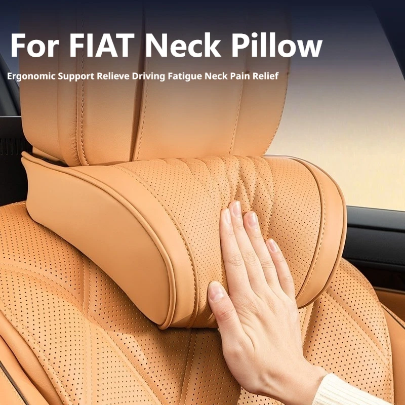 Car Headrest Pillow 2 Pcs Nappa Leather For FIAT 500 500X 500L Tipo Panda Doblo Scudo Fiorino Ulysse Car Interior Accessories