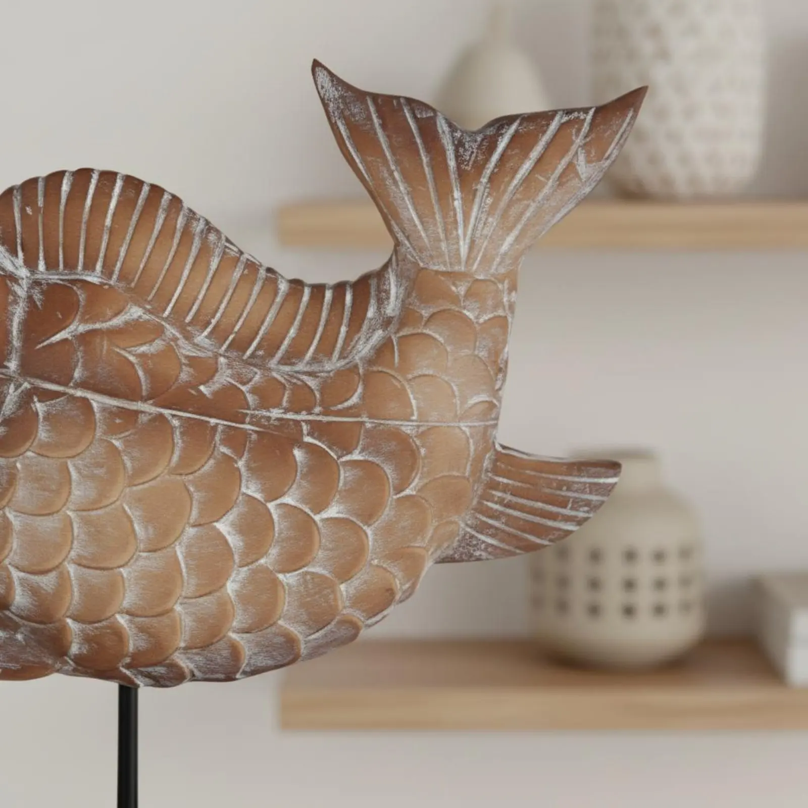 

Fish Desk Ornament Antique Look Fish Statue for Living Room