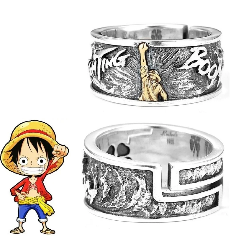 Anime One Piece Ring Monkey D Luffy Cosplay Adjustable Opening Unisex Vintage Rings Jewelry Gift Prop Accessories 2022