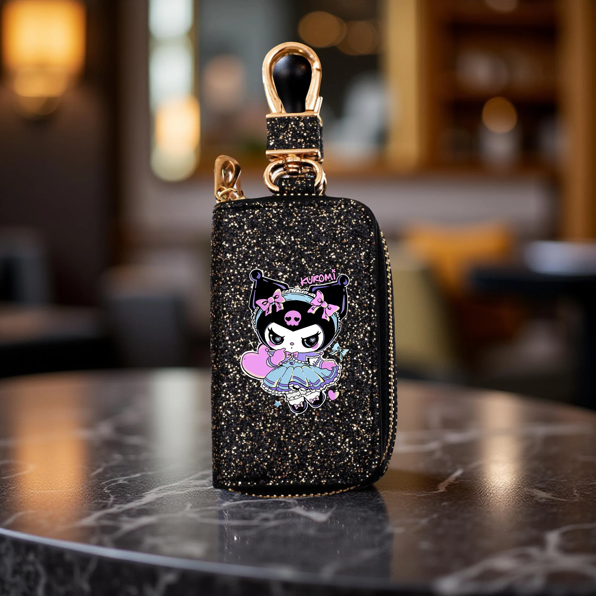 حقيبة مفاتيح كورومي منظم مفاتيح السيارة مع سلسلة مفاتيح متعددة الوظائف بسحاب تصميم مدمج للاستخدام العائلي حقيبة قلادة محفظة صغيرة #6