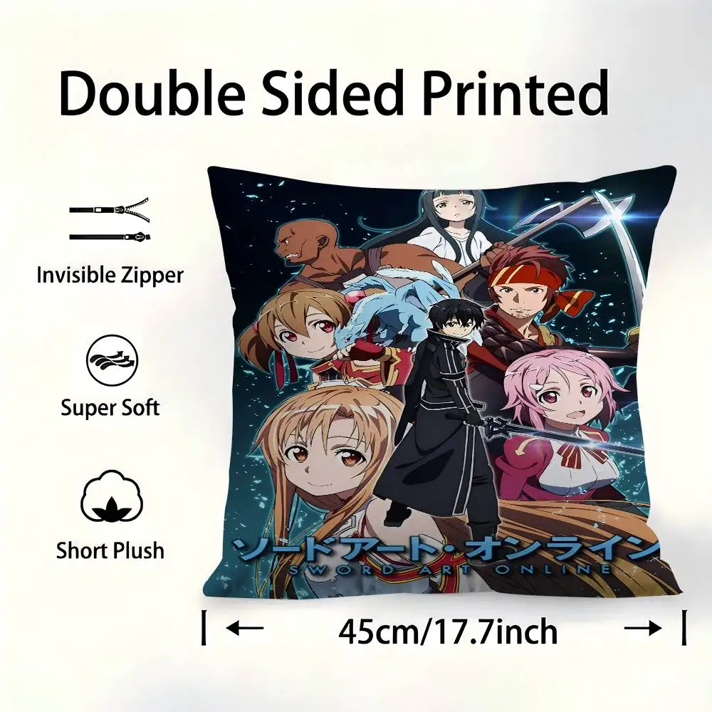 

Sword Art Online Anime 45*45cm Cushion Cover Pillow Cover Decor Pillowcase Home Pillowcase For Couch Pillow
