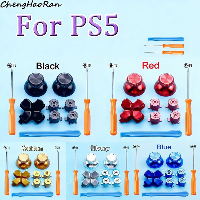 

1 Set For PS5 Controller Metal Aluminum Button Thumb Joystick Covers & Action Item Symbol Buttons & Direction Buttons Accessory