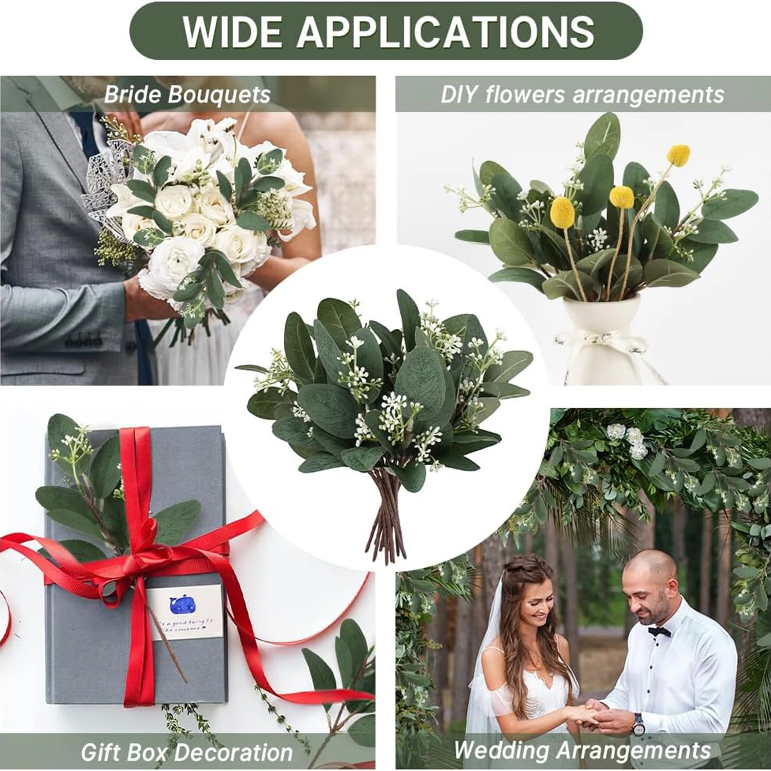 10/20 Stück Künstliche Eukalyptusblätter, Eukalyptuszweige für Festliche Anlässe, Brautsträuße, Hochzeitskränze, Heimdekoration, Geschenk, Requisite, Deko