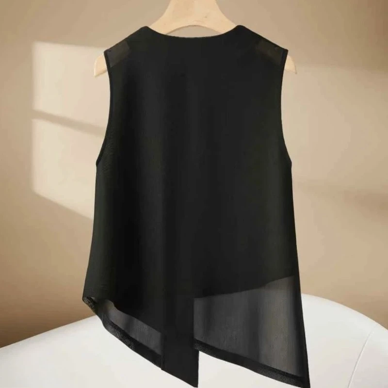 Vests Women Summer Thin Korean Popular Ropa Solid Femme All-match Chic Sleeveless Elegant Simple Coats Mujer Casual Breathable