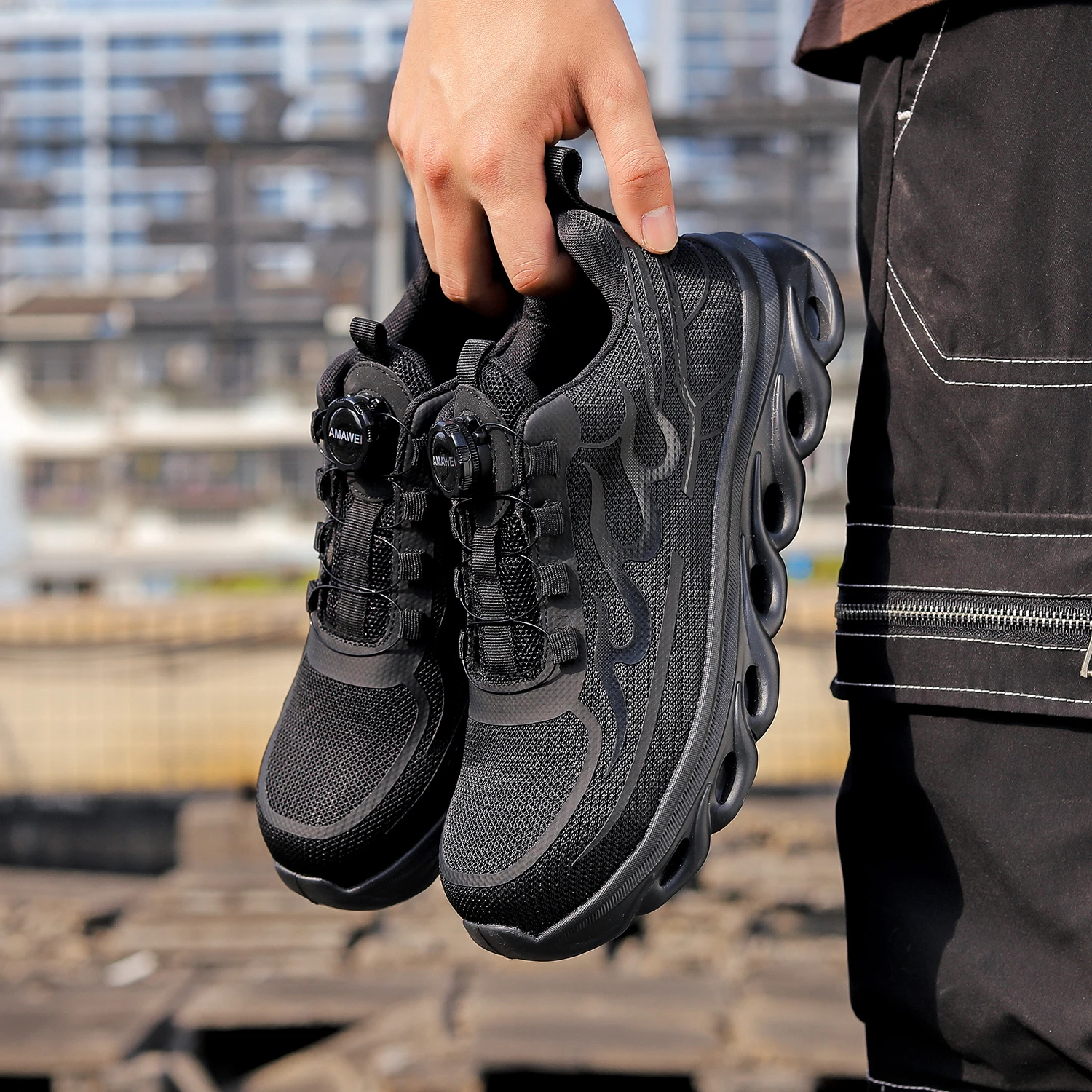 الدورية زر أحذية السلامة الرجال والنساء الصلب تو حذاء رياضة أحذية عمل رجل ثقب برهان أحذية سلامة العمل أحذية واقية #2