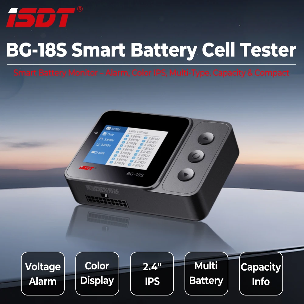 ISDT BG-18S Smart Battery Cell Tester with Voltage Alarm 2.4