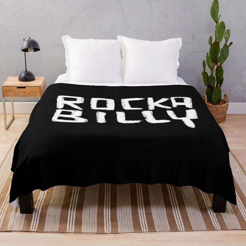 Rock Music Handlettered Font Rockabilly Throw Blanket Sofa Designers Blankets