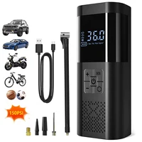 Inflador de neumáticos inalámbrico más rápido, compresor de aire portátil con indicador Digital, luz LED para coche, bicicleta, motocicleta y pelotas deportivas, 150PSI, 3X