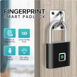 Fingerprint Lock Keyless Waterproof Anti-Theft Smart Lock Fingerprint Padlock Zinc Alloy Intelligent Safety Electronic DoorLock