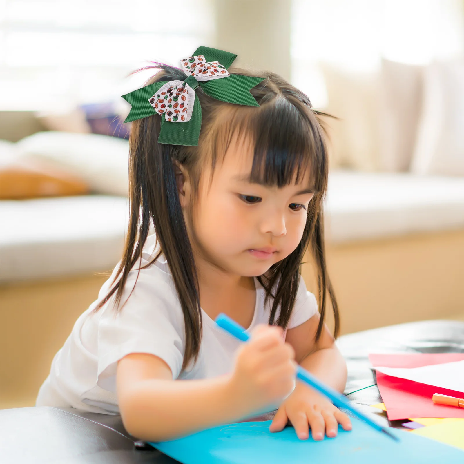 

6Pcs Bow Hair Ties for Girls Soft Comfortable Materials Stylish Color Versatile Styling Kids Hair Bows No Damage