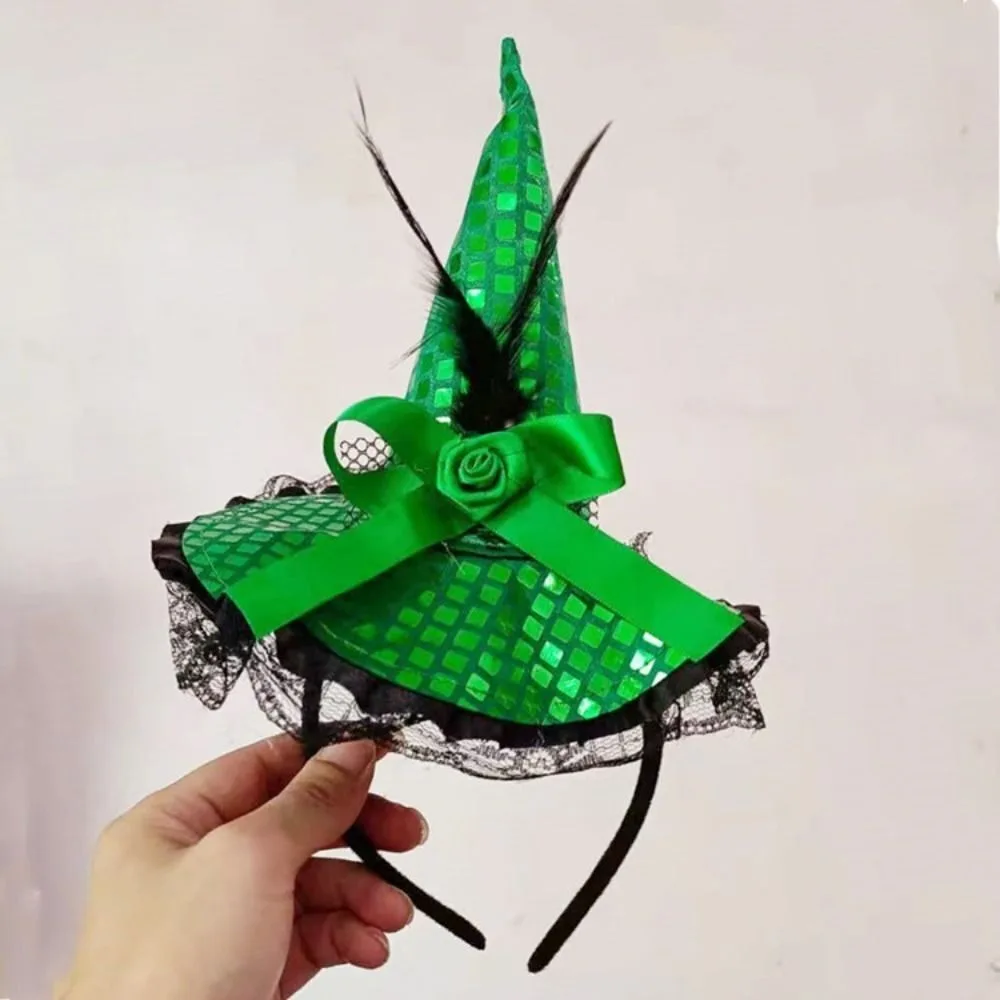 Witch Hat Hair Hoop Fashion Headband Cartoon Cloth Party Decorations Hair Hoop Lace Sequins Halloween Accessories