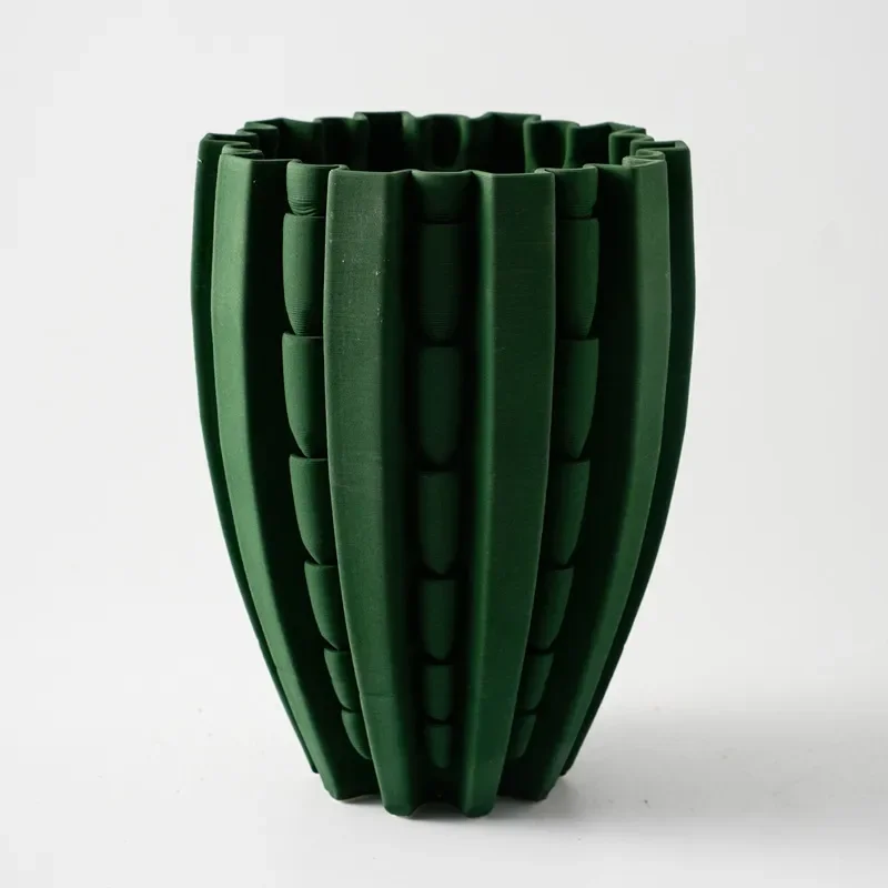 Modern Dark Green Ceramic Vase 3D Printed Creative House Shape Flower Pot Home Decor Dried Flower Arrangement Minimalist