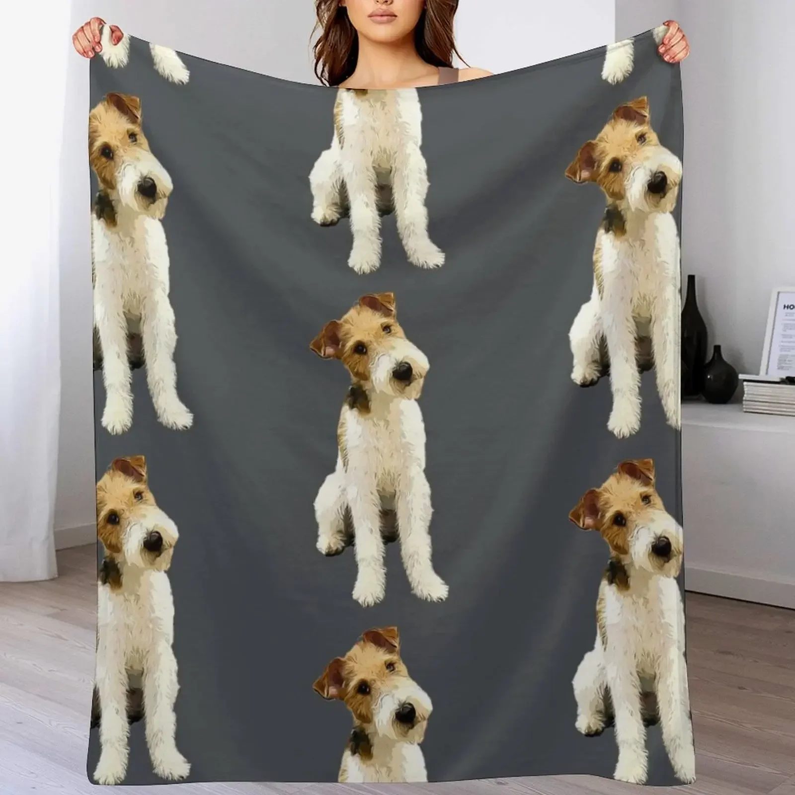 

Wire Fox Terrier Head Tilt Throw Blanket Blankets For Sofas Summer Flannel Bed linens Blankets