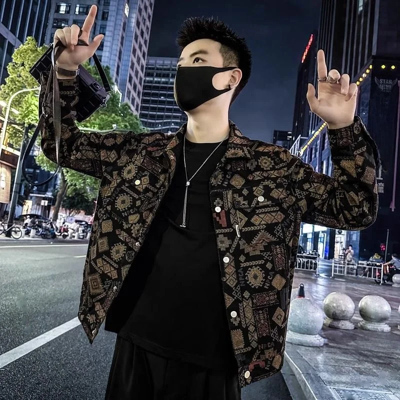 

Premium Feel Men's Denim Jaet Trendy Brand Spring Autumn New Sle Loose Fit Button Decorated Long Sve Outerwear