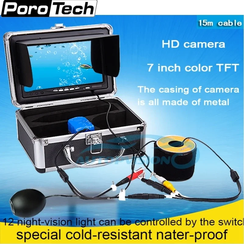 

SY702 15m Underwater Fishing Camera 7" Video Underwater monitor system 1000TVL HD Fish Finder Ice Lake fish camera+8G Card free