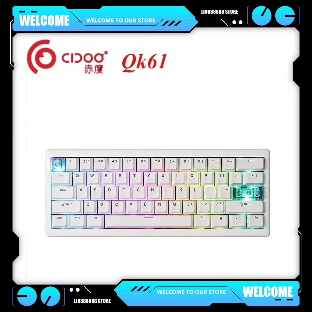 

Cidoo Qk61 Mechanical Keyboard 3 Mode Gasket Customization Hot Swappable Keyboard Wireless Bluetooth Wired QMK for Office Gamer