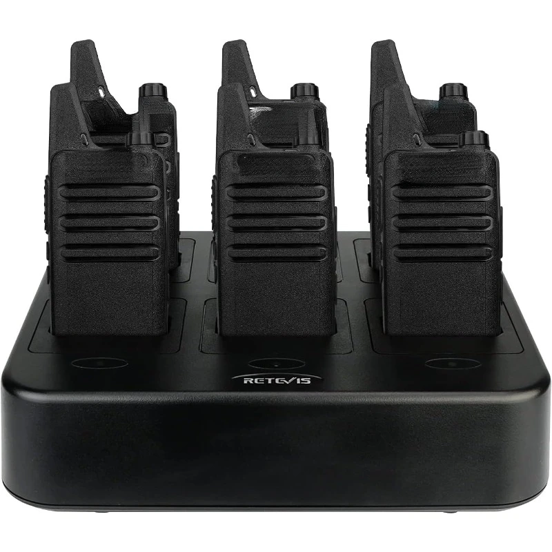 

RT22 Walkie Talkies Rechargeable Hands Free 2 Way Radios Two-Way Radio(6 Pack) with 6 Way Multi Gang Charger