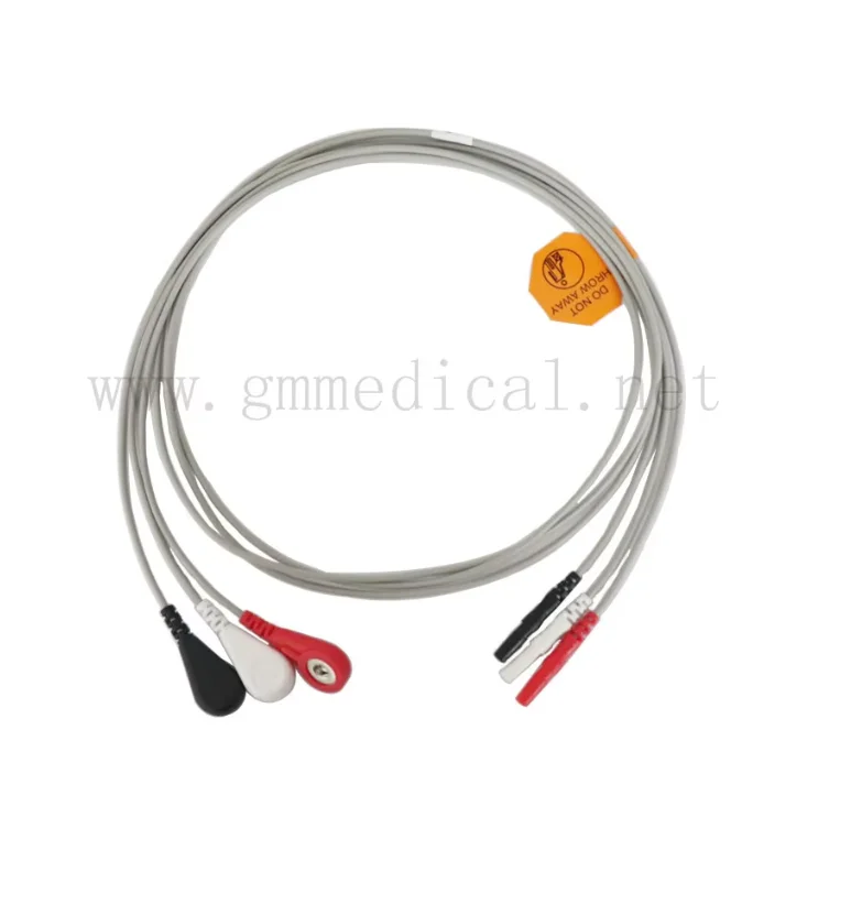 Din safety ECG leadwires set,3-Lead ,Snap ,IEC ,40in ,DIN