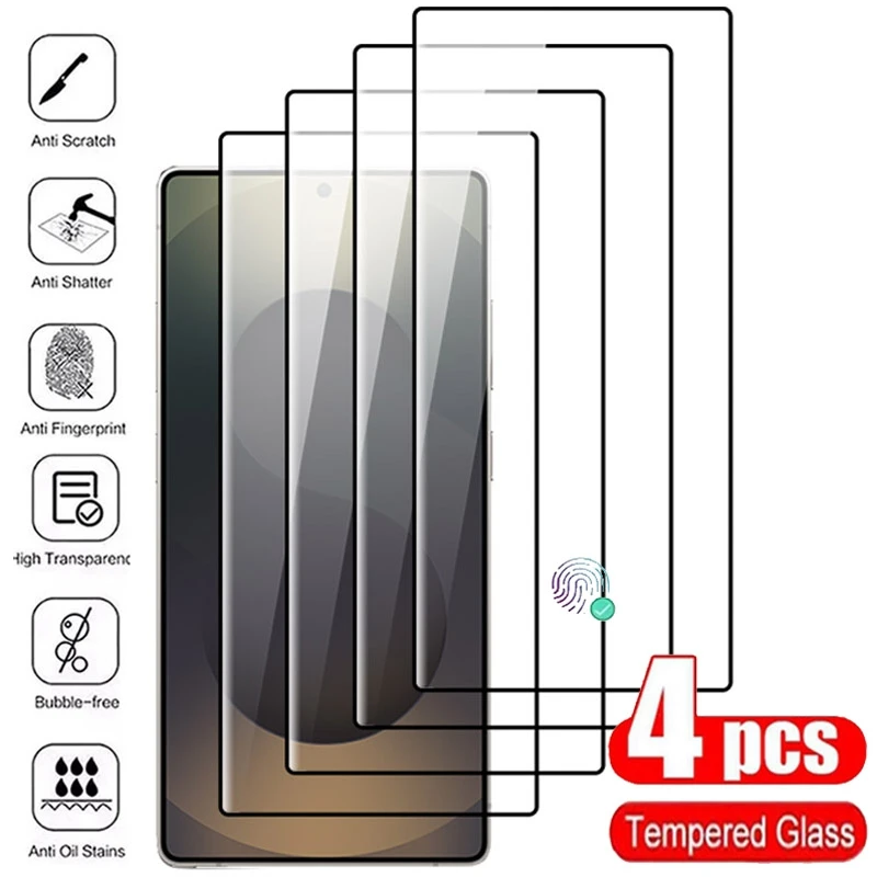 

4PCS Full Cover Tempered Glass For Samsung Galaxy S25 S24 Ultra Fingerprint Unlock Screen Protector S25Plus S25+ S25 Ultra Glass