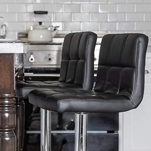 BestOffice-Tabouret de Bar Réglable avec Dossier en Cuir PU, Ensemble de Comptoir de Cuisine