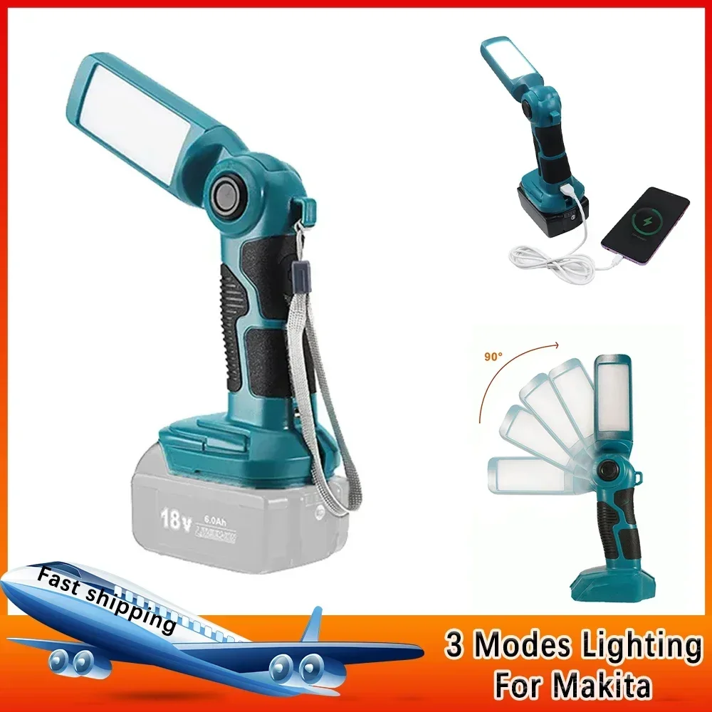 

12W Work Light LED Light Portable Flashlight Outdoor Light 14.4V-18V for Makita 18V Li-Ion Battery Tool Lights