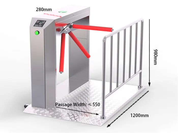 Security Gate System Movable Access Control System Bridge Type Portable Three Roller Tripod Turnstile Gate