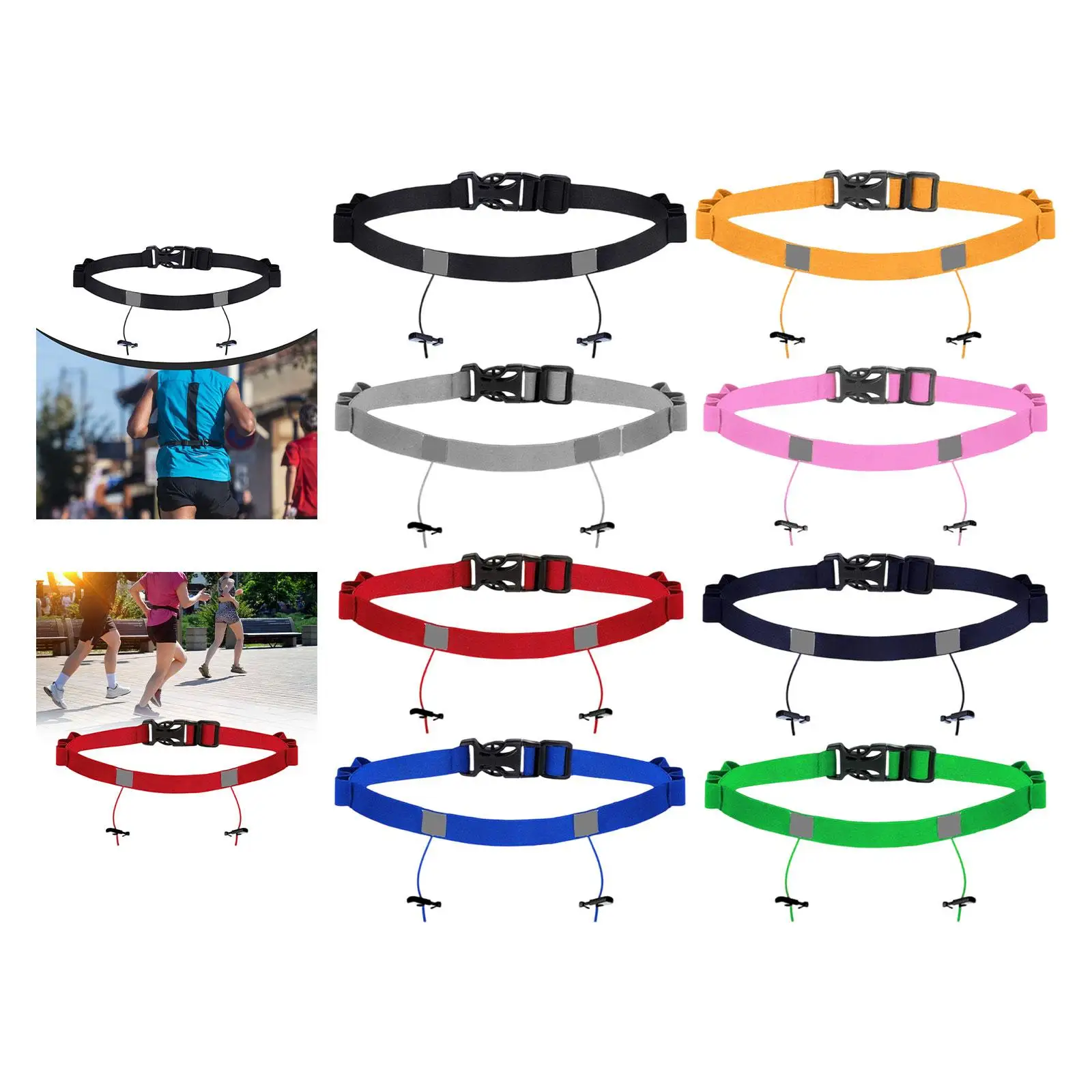 Triathlons Race Number Belt with Loops,Waistband Adjustable Waist Belt Quick Release for Sports Runner Biking Night Running Gym