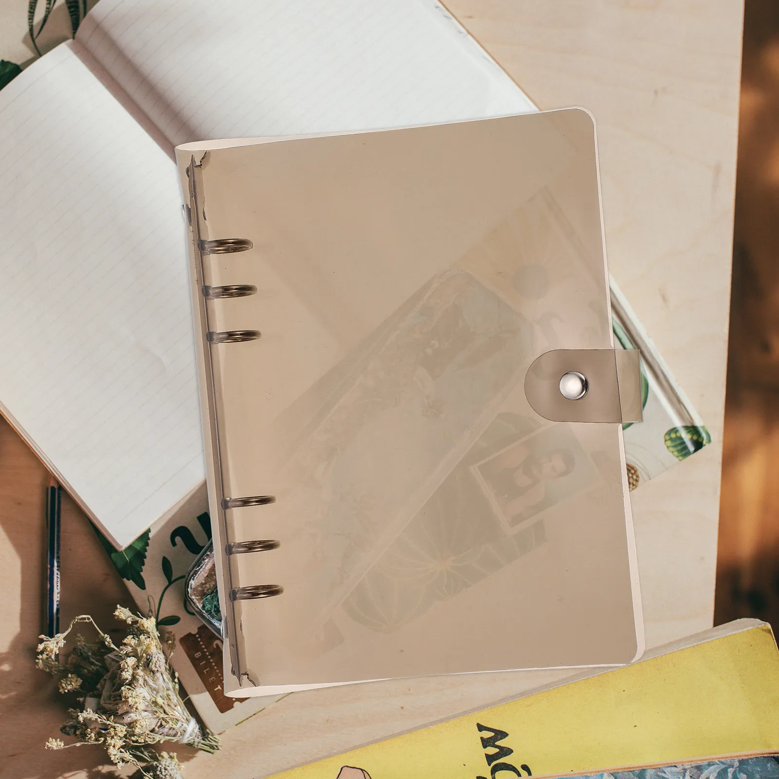 

1Pcs Premium PVC Loose-Leaf Binder Cover 6-Ring Waterproof Wear-Resistant Notepad Protector for Handbook Notebook Diary
