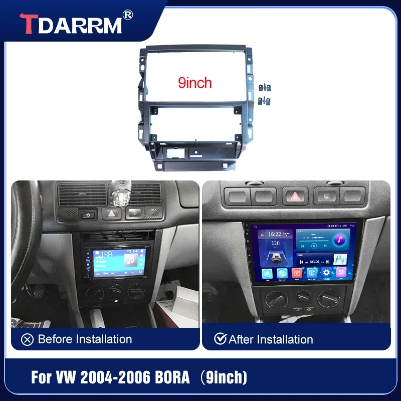 FOR VW Car 2004-2006 DVD Frame Audio Dash Trim Kits Facia Panel Radio Player screen Frame 2 Din(9inch)