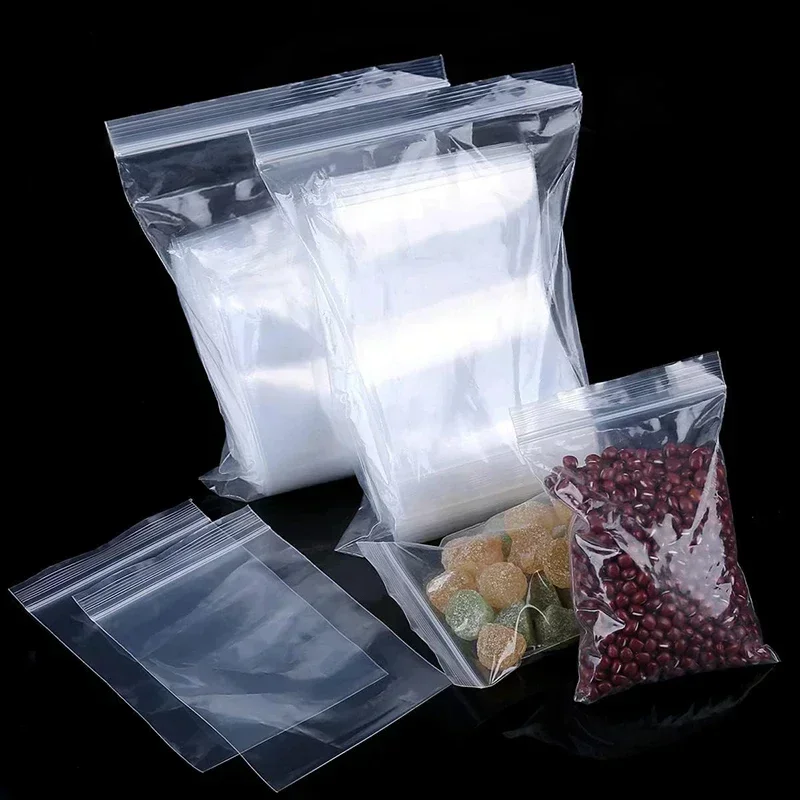 100/300Pcs Thickened Resealable Bags Clear Mini Plastic Storage Zipper Lock Bag Jewelry Food Nut Fresh Packaging Pouch Organizer