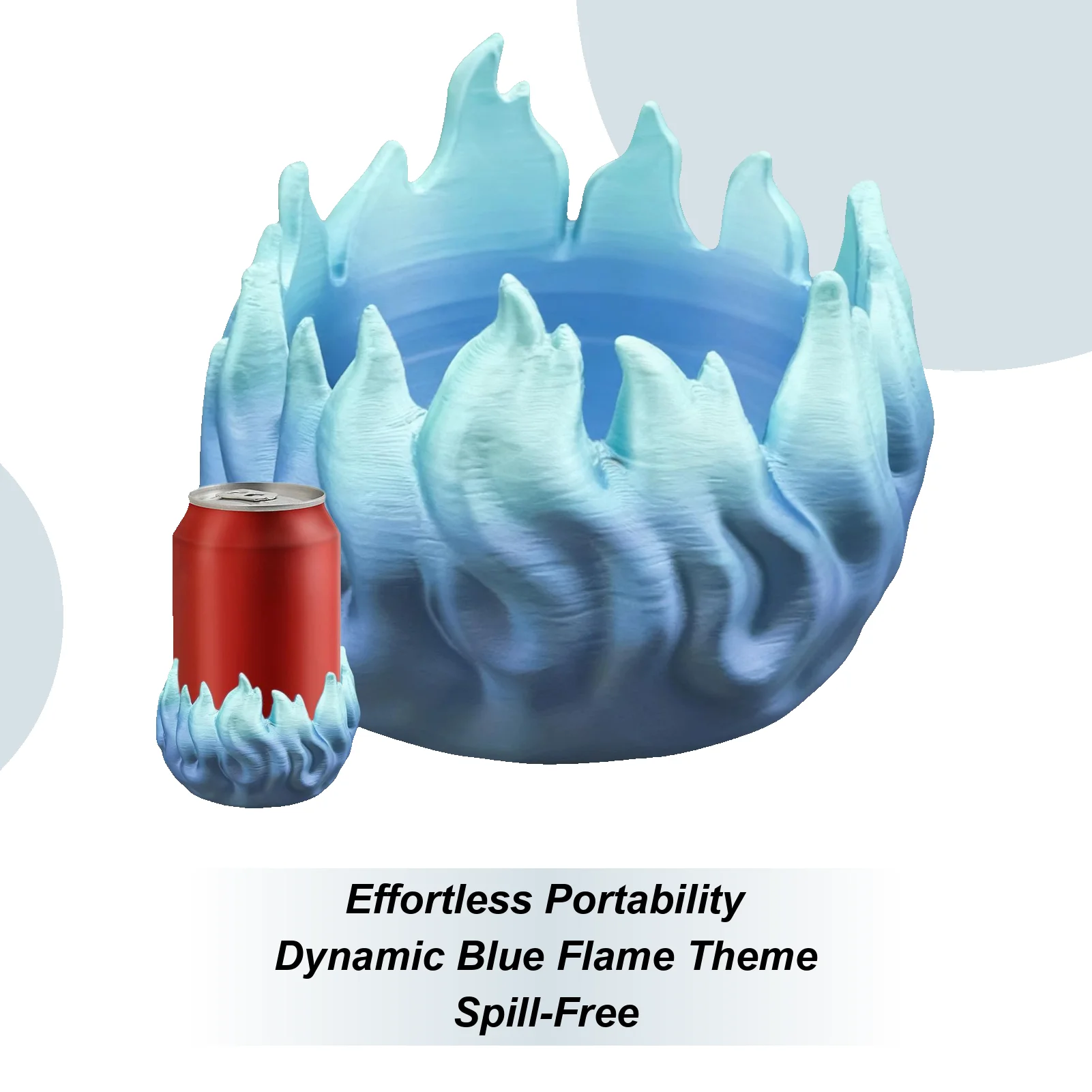 3D Printed Flame Beer Holder Decorative Container Gradient Blue Flame Design Insulated Can Holders For 12oz Soda Bottles