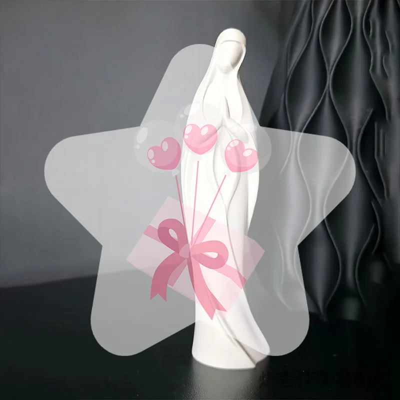 3D Printed Praying Mary Statue Minimalist Blessed Mother Ornament Scratch Resistant for  Religious Gift Collection