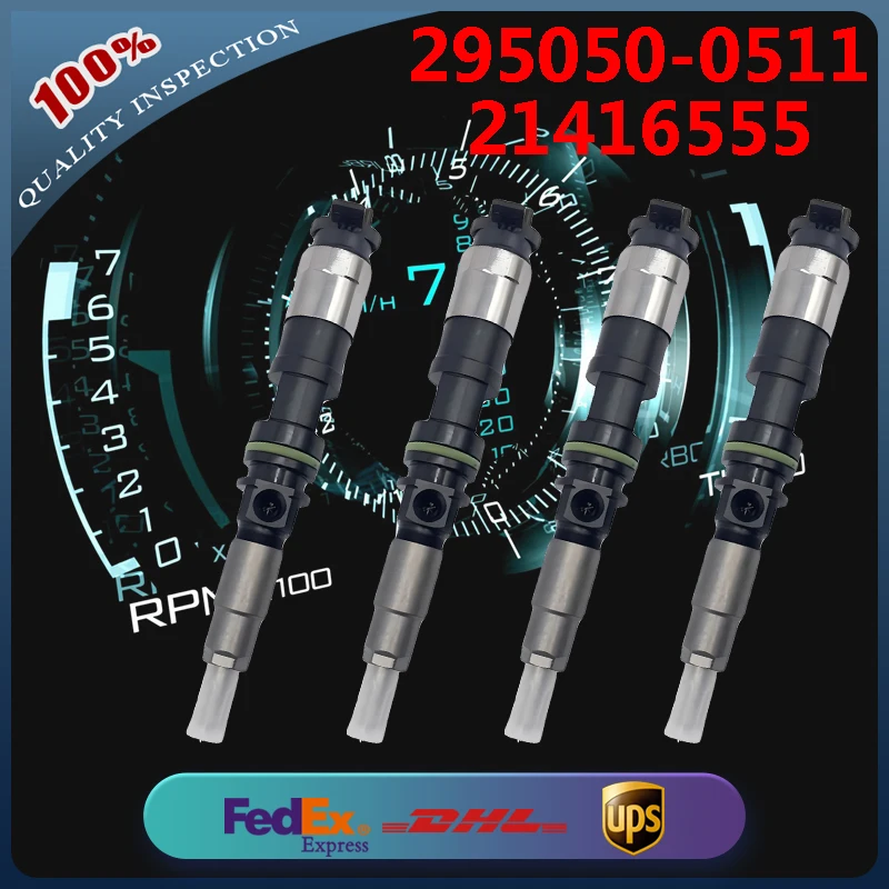 4PCS 295050-0511 295050-0510 52214-16555 Common Rail Injector Assembly for Volvo Penta Engine TAD540VE TAD541VE TAD840VE