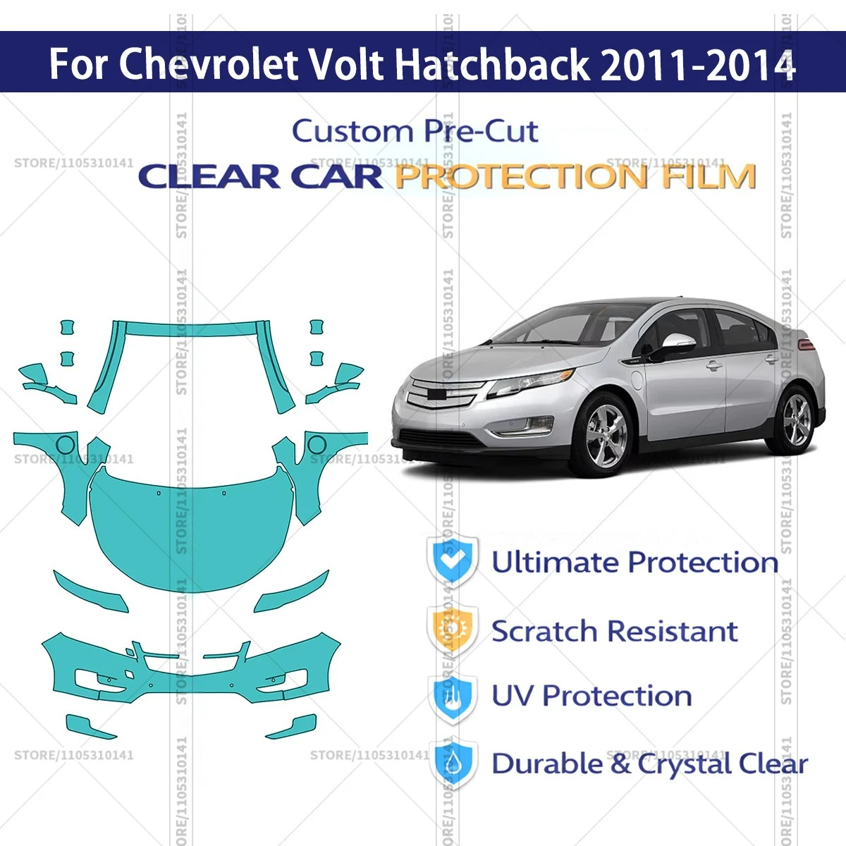 

Предварительно нарезанная прозрачная защитная пленка PPF для автомобиля, комплект для передней части Chevrolet Volt Hatchback 2011-2014
